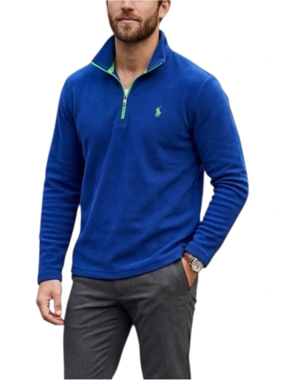 Polo Ralph Lauren Performance 1/4 Zip Fleece Pullover Royal Blue Medium NWOT